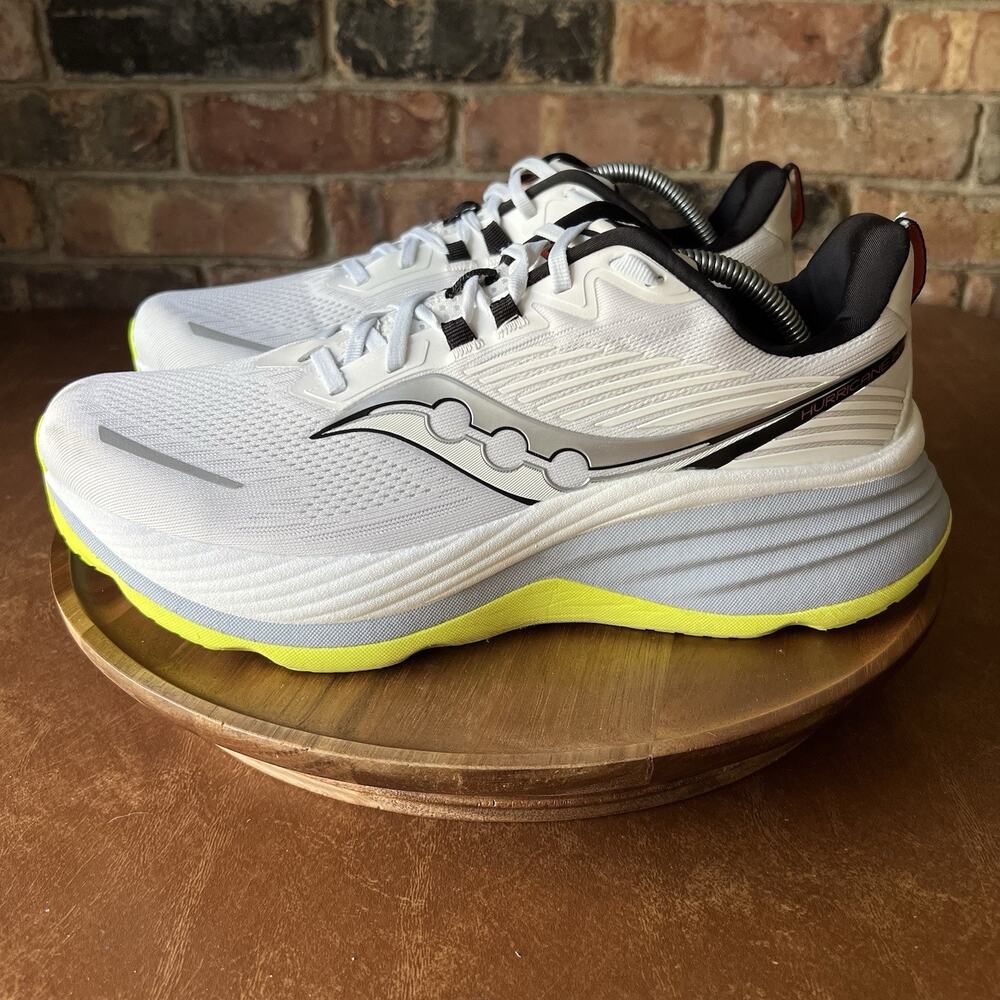 Saucony Hurricane 24 Max Cushion White Gray Men’s 11 W Running Shoes Sneakers